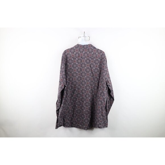 Express Mens Size 2XL XXL Slim Geometric Tapestry Collared Button Shirt Cotton - Picture 9 of 11